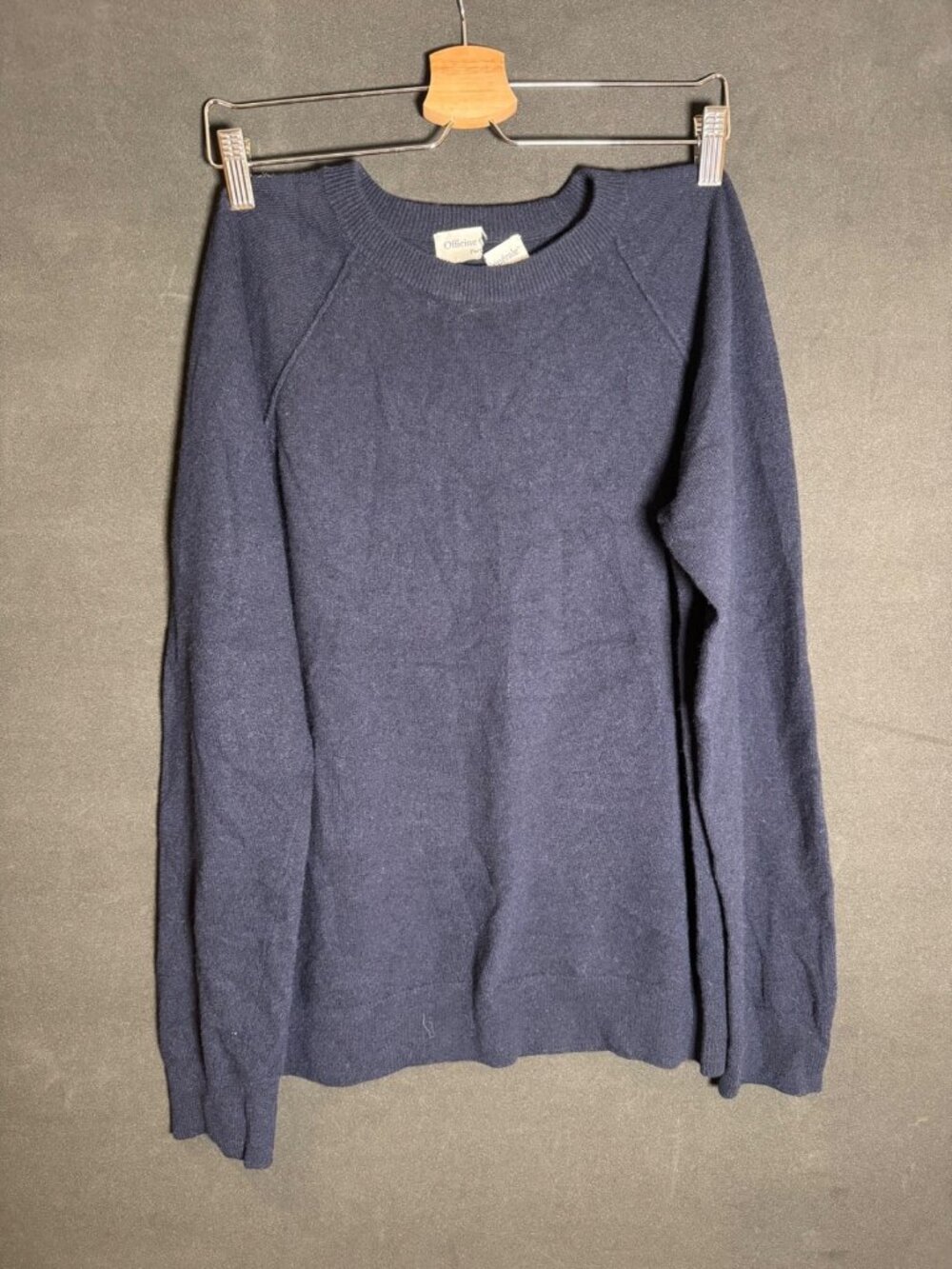 Officine Generale Men’s Cashmere/Wool Knit Sweater Neck Medium Dark Blue *Read